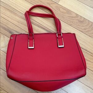 Chic Red Leather Tote Bag